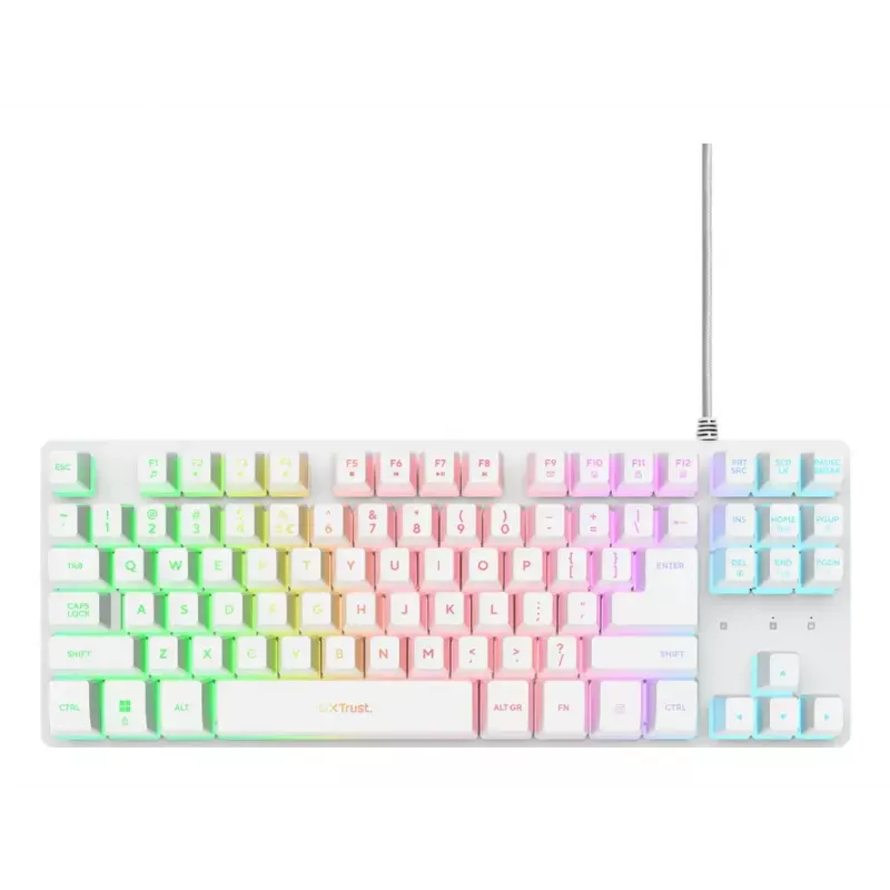 Mechanische Tenkeyless-Gaming-Tastatur TRUST GXT 833W Thado TKL – USB, QWERTY US, RGB, Weiß, 87 Tasten