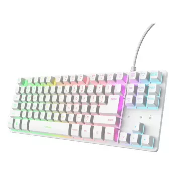 Mechanische Tenkeyless-Gaming-Tastatur TRUST GXT 833W Thado TKL – USB, QWERTY US, RGB, Weiß, 87 Tasten