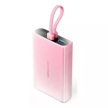 Powerbank Vention 10000mAh (USB-C, Lightning, USB-A) 22,5W LED-Anzeige Pink