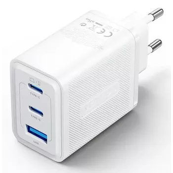 Vention FERW0-EU 65W Indoor AC-Schnellladegerät für Laptop, Smartphone, Tablet, Smartwatch, Kopfhörer, 2× USB-C, Weiß