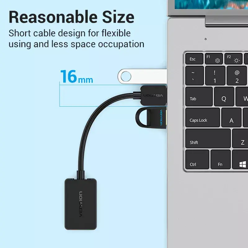 Vention 2-Port externe USB-Soundkarte 0,15 m Schwarz 2.1 Kanäle 16 Bit