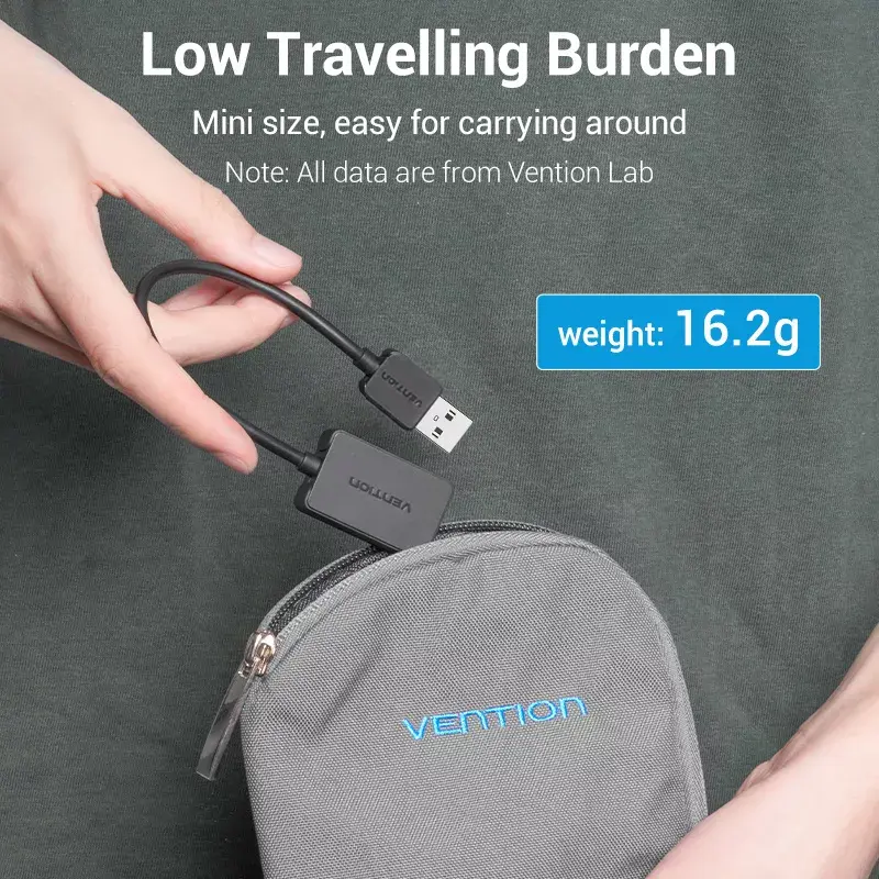 Vention 2-Port externe USB-Soundkarte 0,15 m Schwarz 2.1 Kanäle 16 Bit