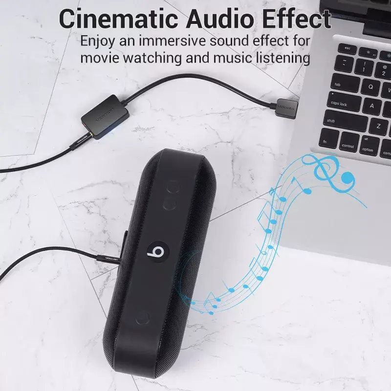 Vention 2-Port externe USB-Soundkarte 0,15 m Schwarz 2.1 Kanäle 16 Bit