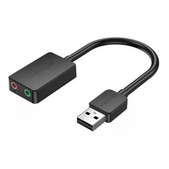 Vention 2-Port externe USB-Soundkarte 0,15 m Schwarz 2.1 Kanäle 16 Bit