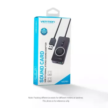 Vention USB 2.0 Externer Stereo-Sound-Adapter mit Lautstärkeregelung 0,15 M Schwarz ABS