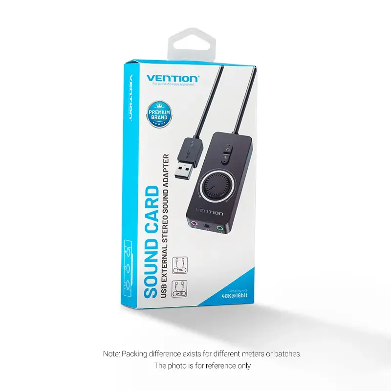 Vention USB 2.0 Externer Stereo-Sound-Adapter mit Lautstärkeregelung 0,15 M Schwarz ABS