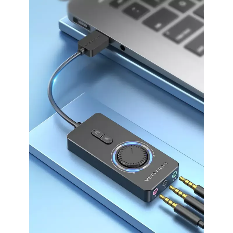 Vention USB 2.0 Externer Stereo-Sound-Adapter mit Lautstärkeregelung 0,15 M Schwarz ABS