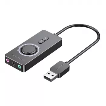 Vention USB 2.0 Externer Stereo-Sound-Adapter mit Lautstärkeregelung 0,15 M Schwarz ABS