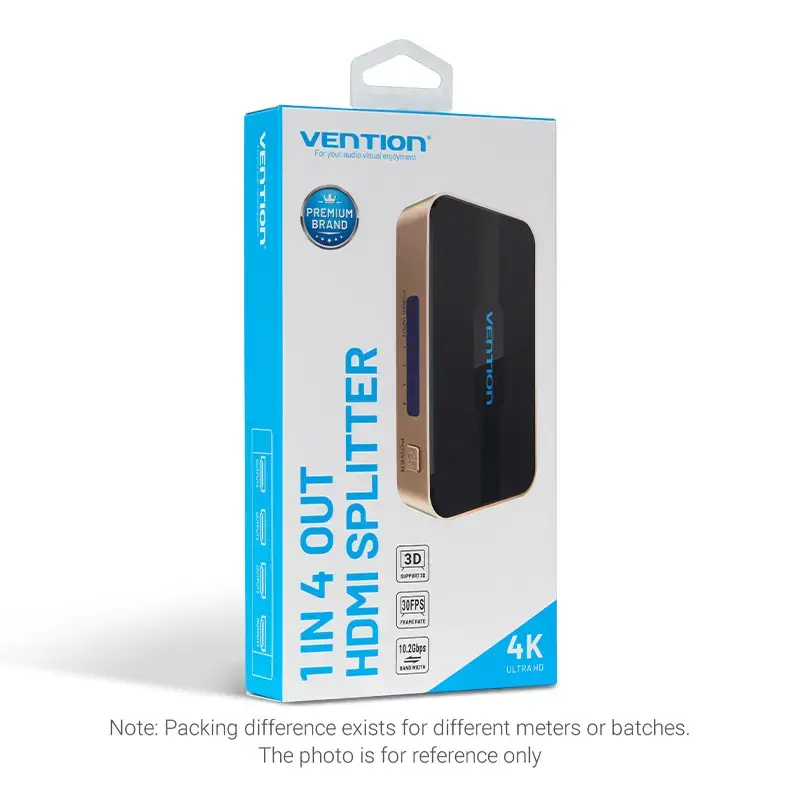 HDMI Splitter Vention 1 In 4 Out 4K@30Hz Gold Aluminiumlegierung
