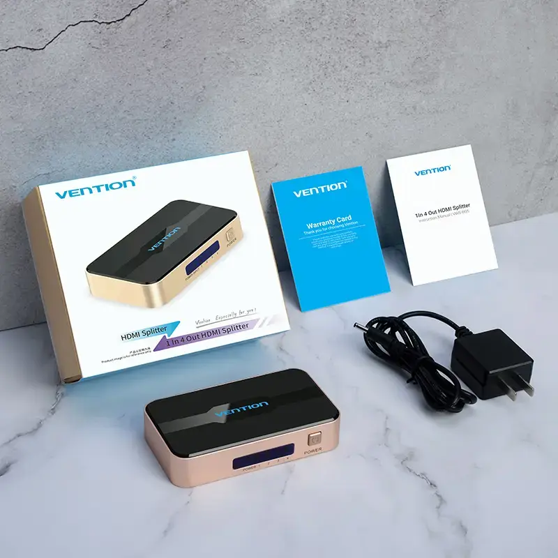 HDMI Splitter Vention 1 In 4 Out 4K@30Hz Gold Aluminiumlegierung