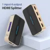 HDMI Splitter Vention 1 In 4 Out 4K@30Hz Gold Aluminiumlegierung