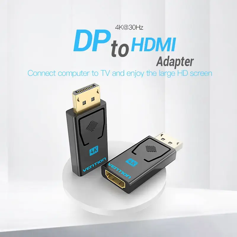 Vention DisplayPort Stecker auf HDMI Buchse Adapter Schwarz DP HDMI Gold beschichtet