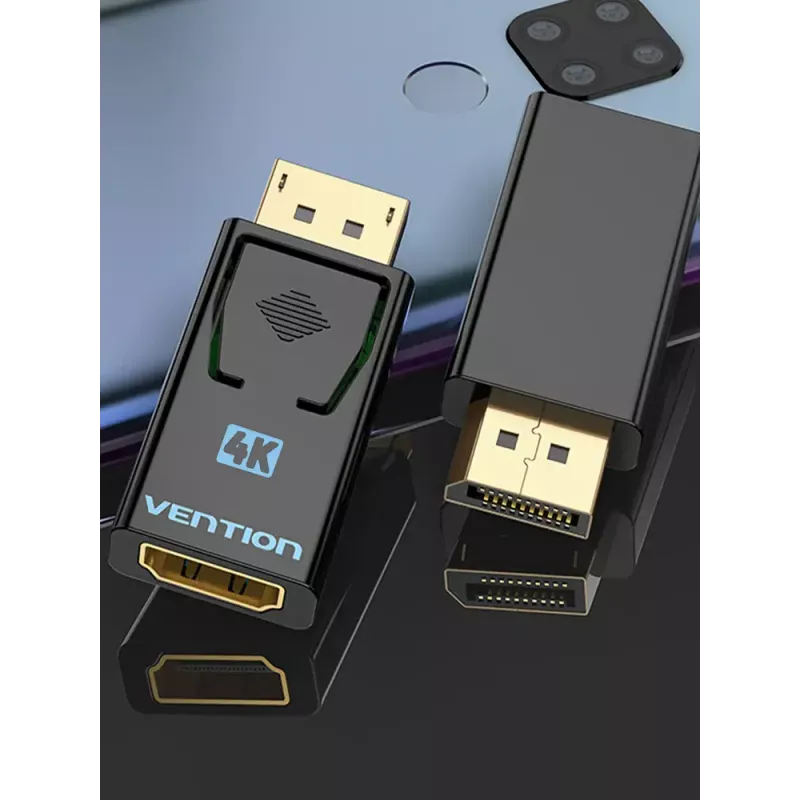 Vention DisplayPort Stecker auf HDMI Buchse Adapter Schwarz DP HDMI Gold beschichtet