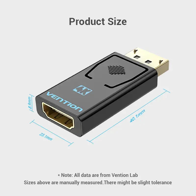 Vention DisplayPort Stecker auf HDMI Buchse Adapter Schwarz DP HDMI Gold beschichtet