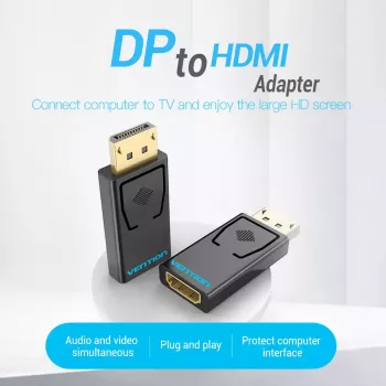 DisplayPort-auf-HDMI-Adapter Vention HBKB0 – DP-Stecker auf HDMI-Buchse, schwarz, vergoldete Kontakte