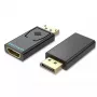 DisplayPort-auf-HDMI-Adapter Vention HBKB0 – DP-Stecker auf HDMI-Buchse, schwarz, vergoldete Kontakte
