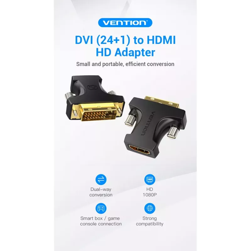 Vention HDMI-Buchse auf DVI-Stecker Adapter Schwarz 1920x1080 60Hz