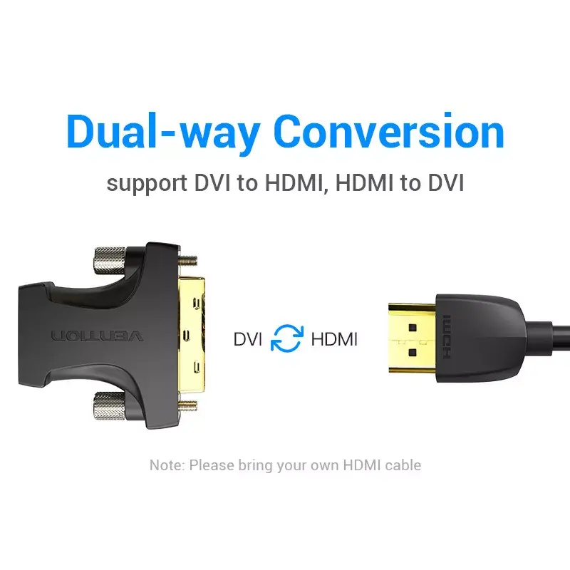 Vention HDMI-Buchse auf DVI-Stecker Adapter Schwarz 1920x1080 60Hz
