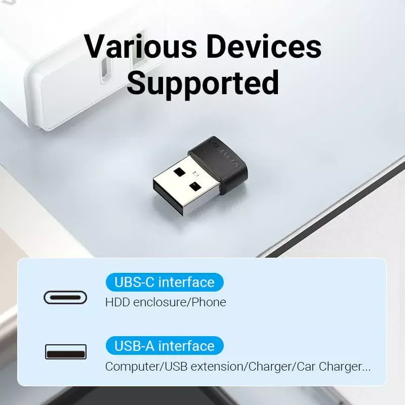 USB Adapter Vention CDWB0 USB 2.0 Stecker auf USB-C Buchse Schwarz PVC