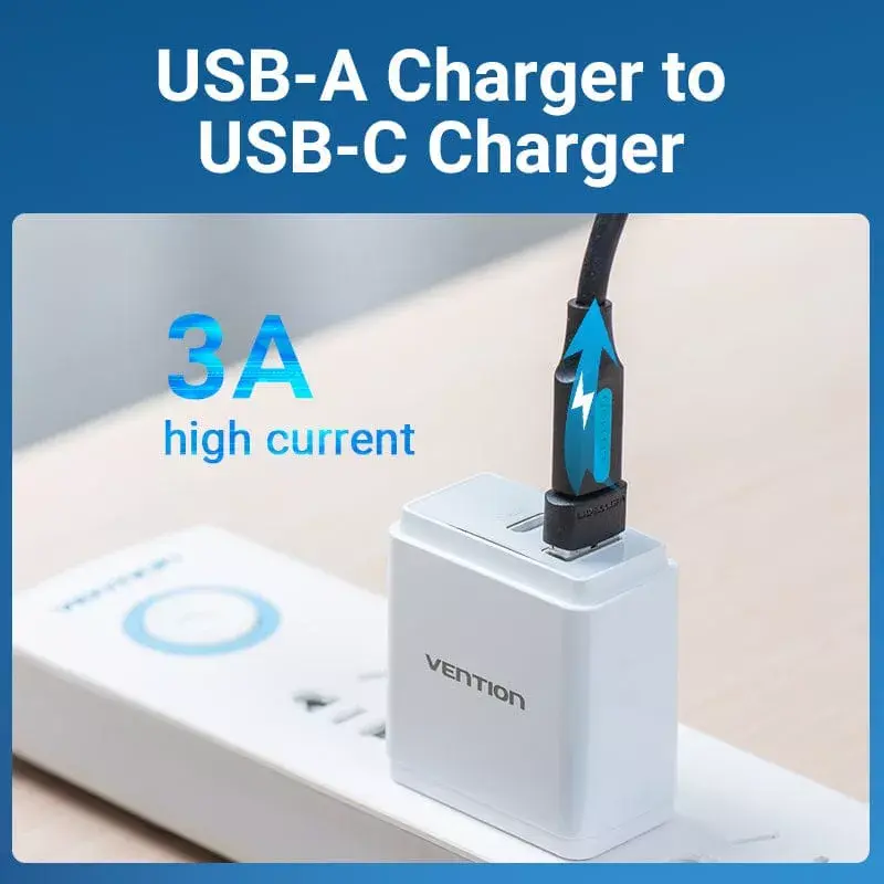 USB Adapter Vention CDWB0 USB 2.0 Stecker auf USB-C Buchse Schwarz PVC
