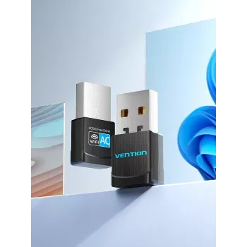 Vention USB Wi-Fi Dualband-Adapter 2,4G/5G Schwarz Wireless USB 433 Mbit/s