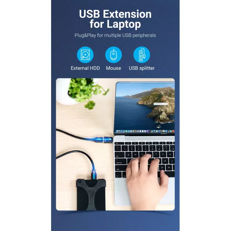 Vention USB-C auf USB 3.0 OTG Adapter CDUB0 — USB-C Stecker auf USB-A Buchse, schwarz PVC, vernickelte Kontakte