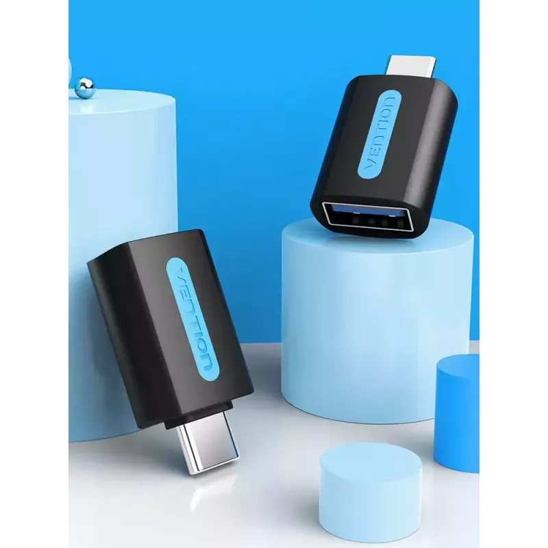 Vention USB-C auf USB 3.0 OTG Adapter CDUB0 — USB-C Stecker auf USB-A Buchse, schwarz PVC, vernickelte Kontakte