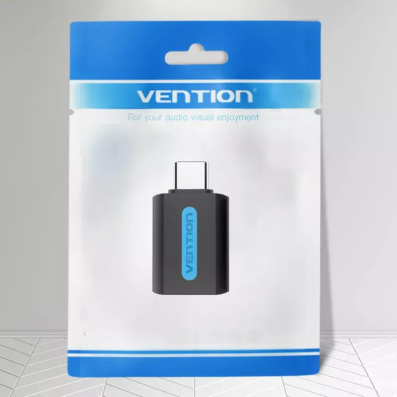 Vention USB-C auf USB 3.0 OTG Adapter CDUB0 — USB-C Stecker auf USB-A Buchse, schwarz PVC, vernickelte Kontakte