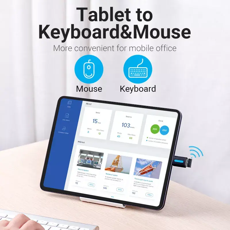 Vention USB-C auf USB 3.0 OTG Adapter CDUB0 — USB-C Stecker auf USB-A Buchse, schwarz PVC, vernickelte Kontakte