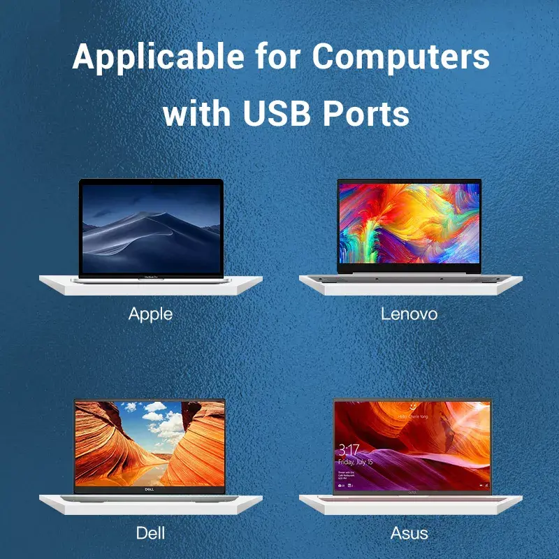 USB 2.0 Hub Vention 3-Port mit 100M Ethernet Adapter, USB 2.0 Host, 4 Ports, Schwarz
