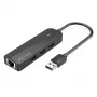 USB 2.0 Hub Vention 3-Port mit 100M Ethernet Adapter, USB 2.0 Host, 4 Ports, Schwarz