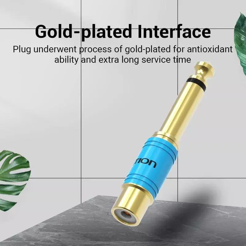 Audio-Adapter Vention VDD-C03 — 6,5mm (Stecker) auf Cinch (Buchse), vergoldete Kontakte, blau