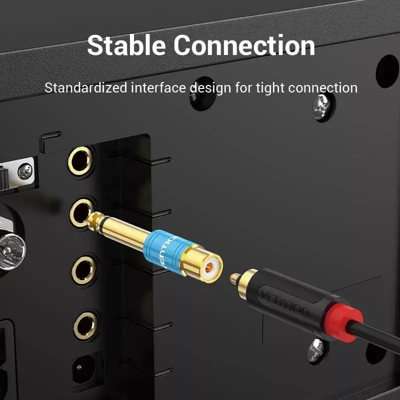Audio-Adapter Vention VDD-C03 — 6,5mm (Stecker) auf Cinch (Buchse), vergoldete Kontakte, blau