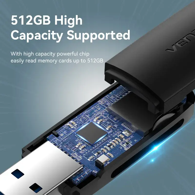 Vention 2-in-1 USB 3.2 Gen 1 (USB 3.0) Kartenleser — SD & MicroSD, Schwarz, Kompakt