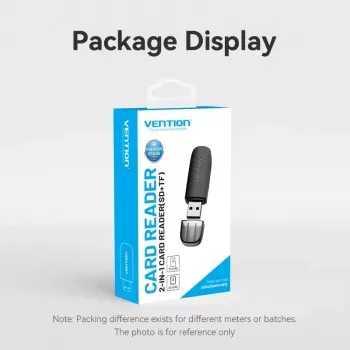 Vention 2-in-1 USB 3.0 A Card Reader SD+TF, USB 3.2 Gen 1, 5000 Mbit/s, Schwarz