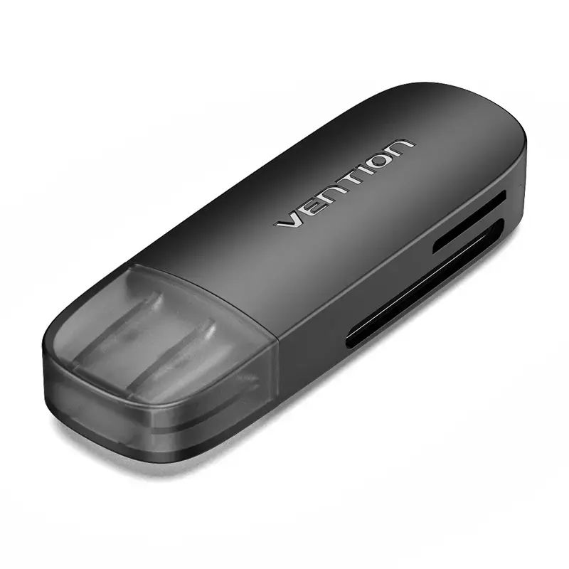 Vention 2-in-1 USB 3.0 A Card Reader SD+TF, USB 3.2 Gen 1, 5000 Mbit/s, Schwarz