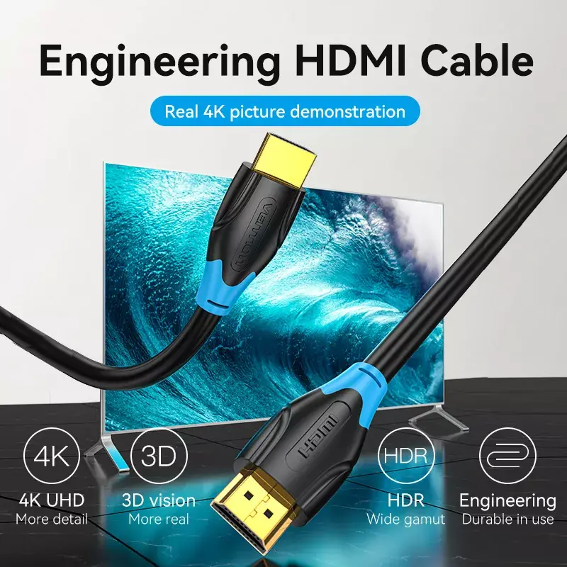 Vention HDMI-Kabel 0,75 m Schwarz HDMI 2.0 18 Gbit/s Stecker auf Stecker