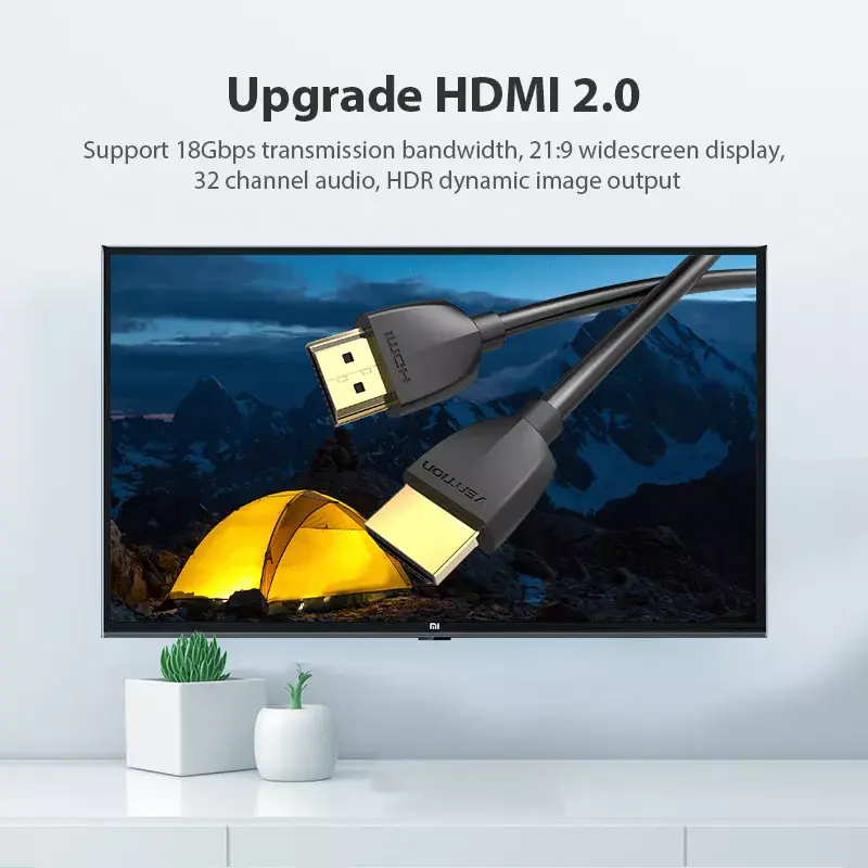 Vention Tragbares HDMI-Kabel 1M Schwarz 2.0 18 Gbit/s