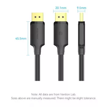 DisplayPort-Kabel Vention HAKBJ 5 m, DisplayPort auf DisplayPort, Schwarz