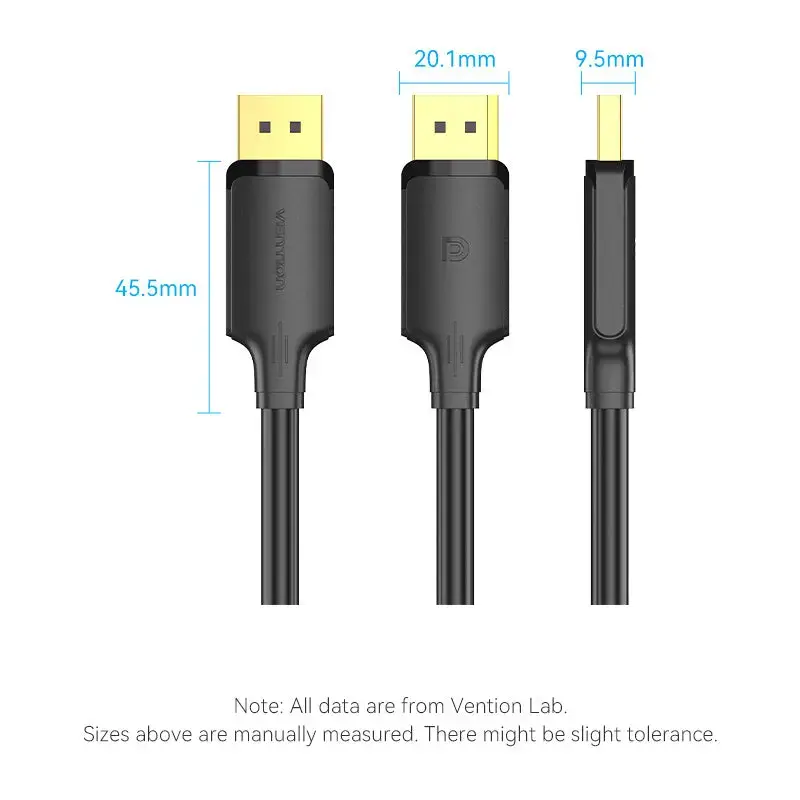 DisplayPort-Kabel Vention HAKBJ 5 m, DisplayPort auf DisplayPort, Schwarz