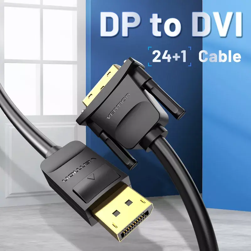 DisplayPort-auf-DVI-Kabel Vention HAFBH – DisplayPort auf DVI, 1 m, schwarz, 5,2 mm