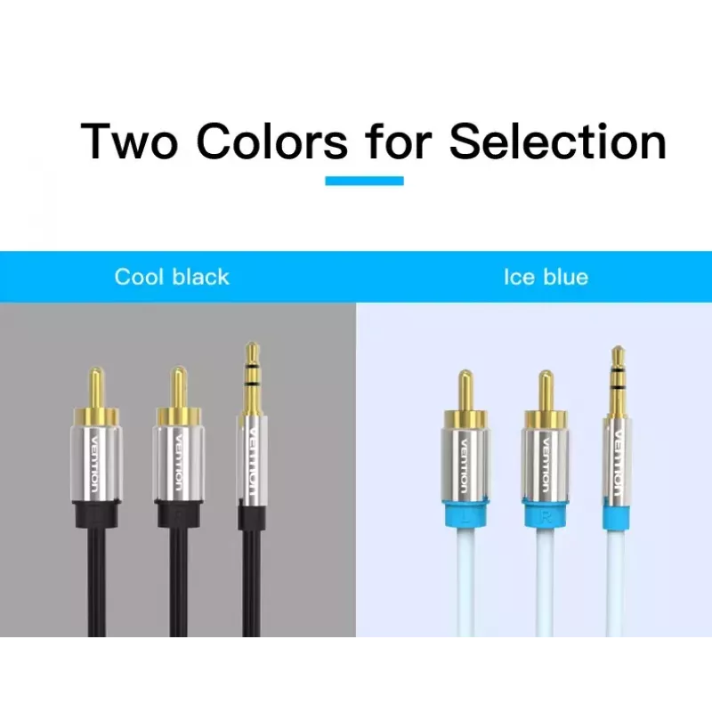 Audio-Kabel Vention 3,5 mm Klinke auf 2×Cinch, 1,5 m, Aluminium/Schwarz