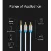 Audio-Kabel Vention 3,5 mm Klinke auf 2×Cinch, 1,5 m, Aluminium/Schwarz