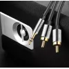 Audio-Kabel Vention 3,5 mm Klinke auf 2×Cinch, 1,5 m, Aluminium/Schwarz