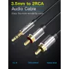 Audio-Kabel Vention 3,5 mm Klinke auf 2×Cinch, 1,5 m, Aluminium/Schwarz