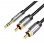 Audio-Kabel Vention 3,5 mm Klinke auf 2×Cinch, 1,5 m, Aluminium/Schwarz