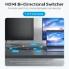 HDMI 2-Port Bi-Direction 4K Switcher Vention AKOB0 — 3 HDMI-Anschlüsse, 3840×2160@60Hz, ABS, Plug and Play