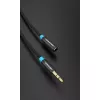 Audio-Verlängerungskabel Vention 3,5 mm 1,5 m, Stecker auf Buchse, baumwollummantelt, schwarze Metallausführung