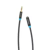 Audio-Verlängerungskabel Vention 3,5 mm 1,5 m, Stecker auf Buchse, baumwollummantelt, schwarze Metallausführung