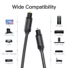 Optisches Glasfaserkabel Vention 1M Schwarz TOSLINK Stecker auf Stecker